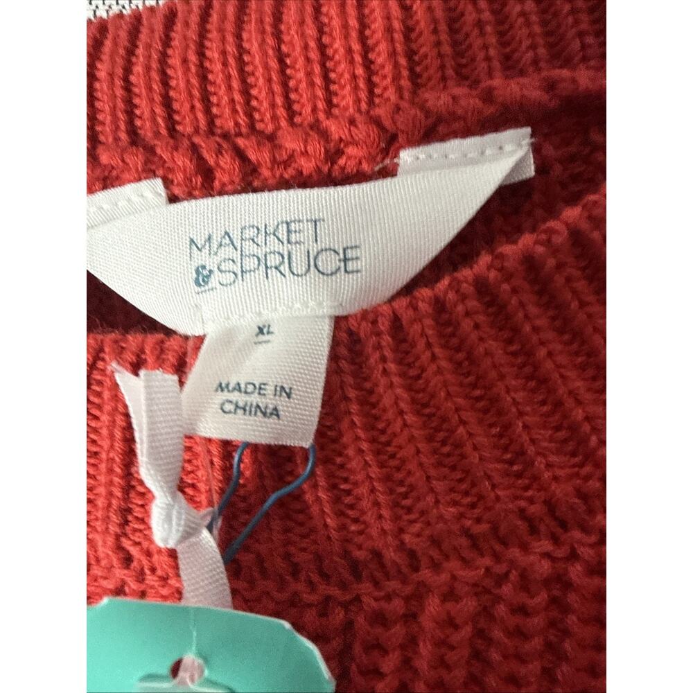 Market & Spruce Marie Crewneck Short Sleeve Sweater, Red, XL - Picture 4 of 6
